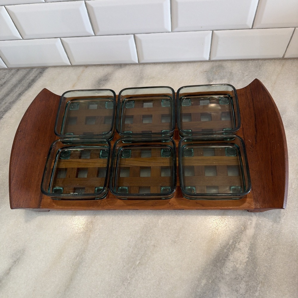 Vintage‎ Jens Quistgaard Teak Serving Tray 6 Bowls OLA0054